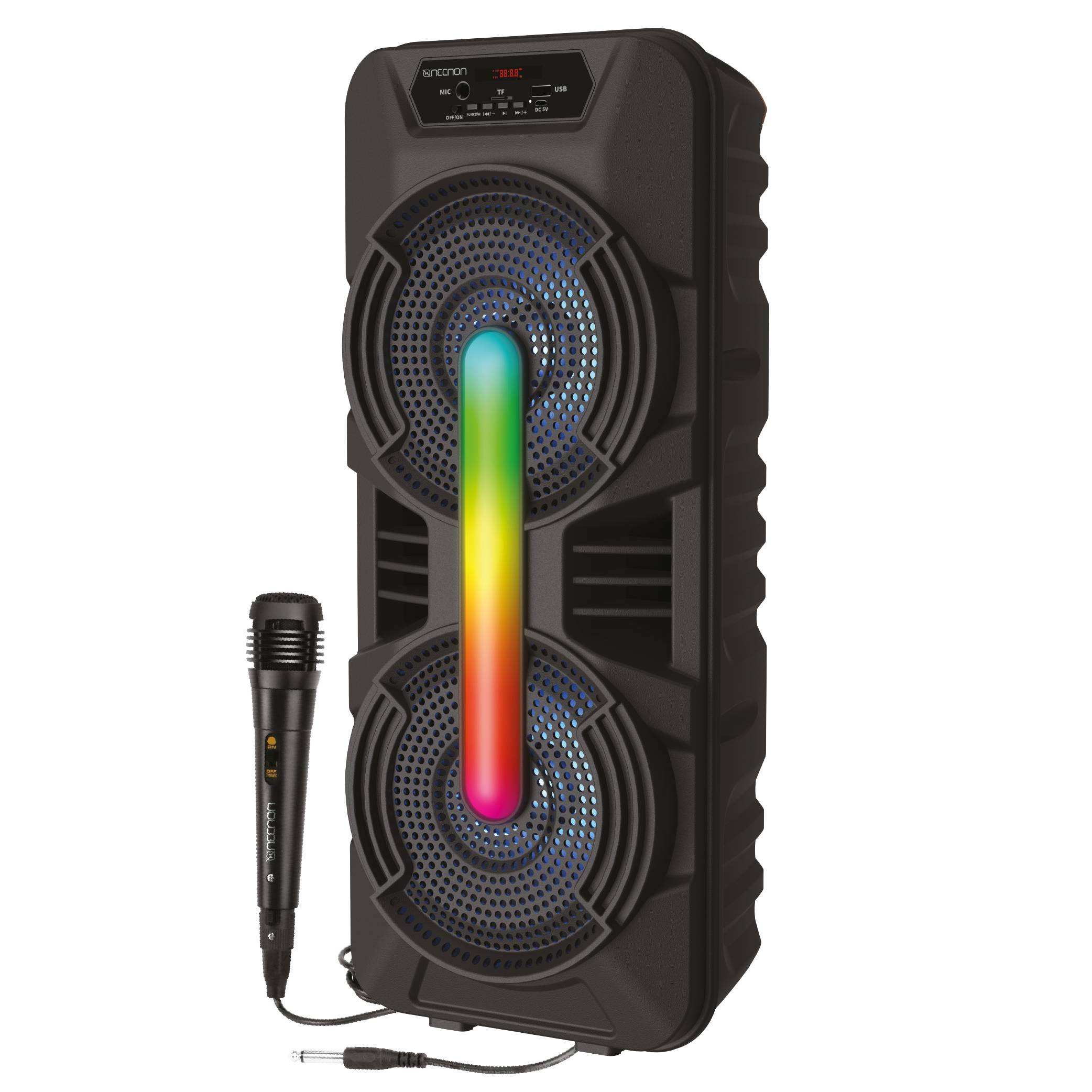 Bafle Karaoke NECNON Bluetooth Doble 8 pulgadas NB-08X TWS Incluye Microfono Alambrico Radio FM Micro SD USB Barra De Luz Iluminacion LED 7400 WATTS Displa - Bafle Karaoke NECNON Bluetooth Doble 8 pulgadas NB-08X TWS Incluye Microfono Alambrico Radio FM Micro SD USB Barra De Luz Iluminacion LED 7400 WATTS Displa -